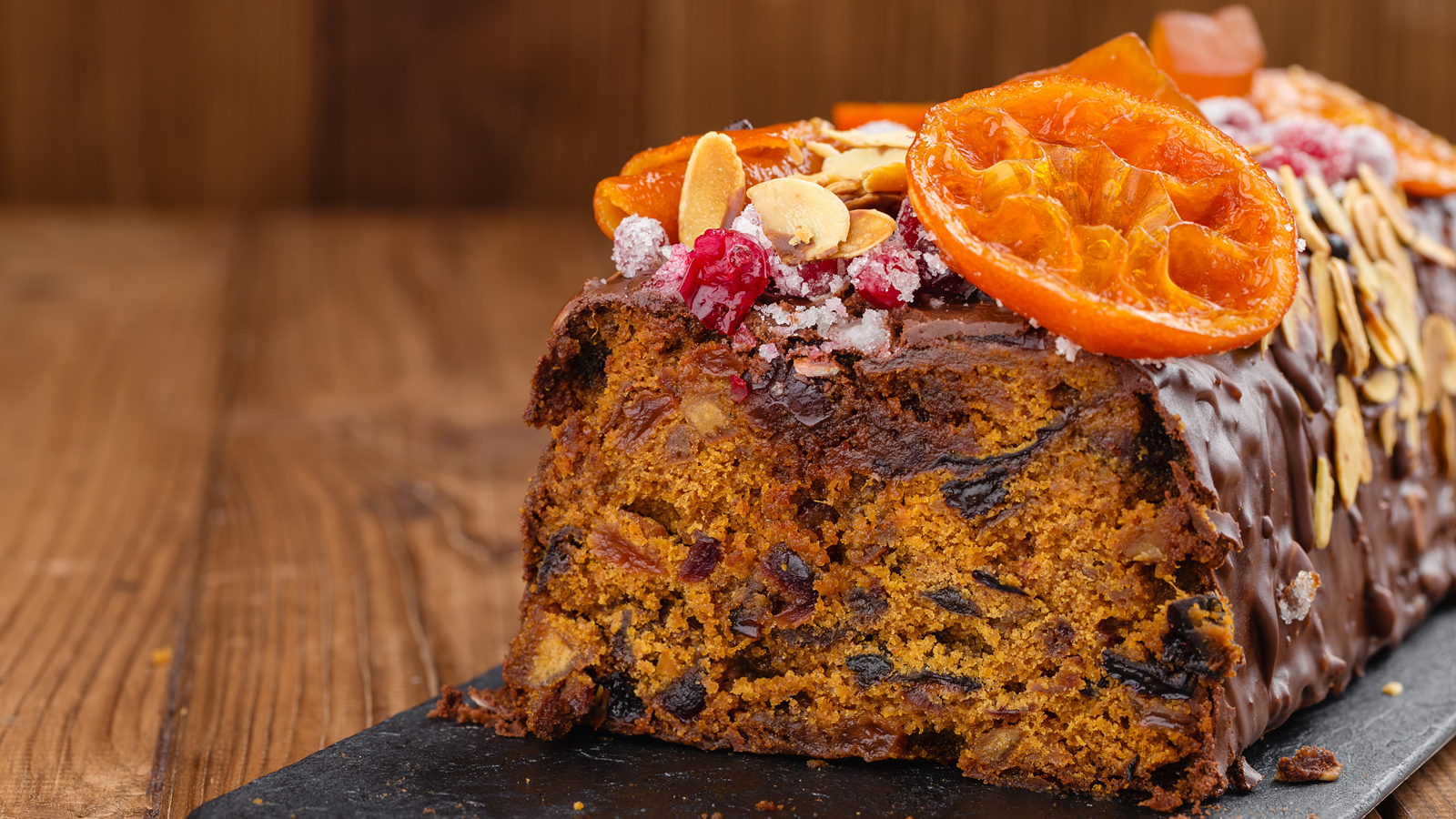 Cranberry & Orange Millennium Pudding on a serving board